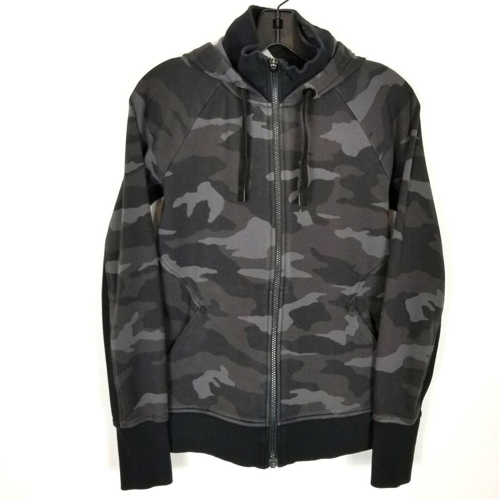 Athleta Women Triumph Hoodie Athletic Jacket Sz S Gray Camo Casual